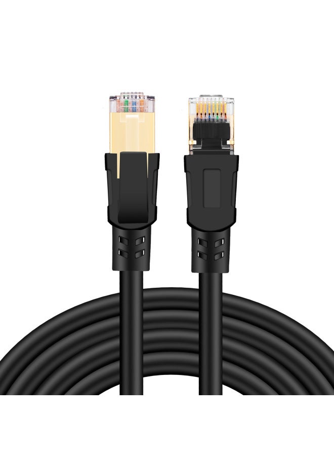 Manufacturer Cat8 Class 8 Network Cable Class 8 Round Wire Network Jumper Tested Pure Copper Computer Network Cable-Color:Black-Line Length:15 M - Image 1
